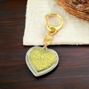 YELLOW Sparkle Heart Keychain | Handcrafted by me | with new and preloved …